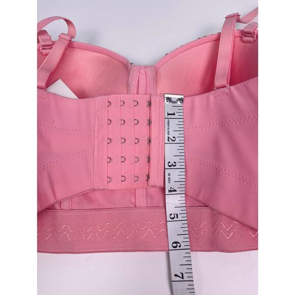 NWT Molly’s World Boutique Pink Rhinestone Cropped Corset Top Size 34B / XS - Picture 9 of 11